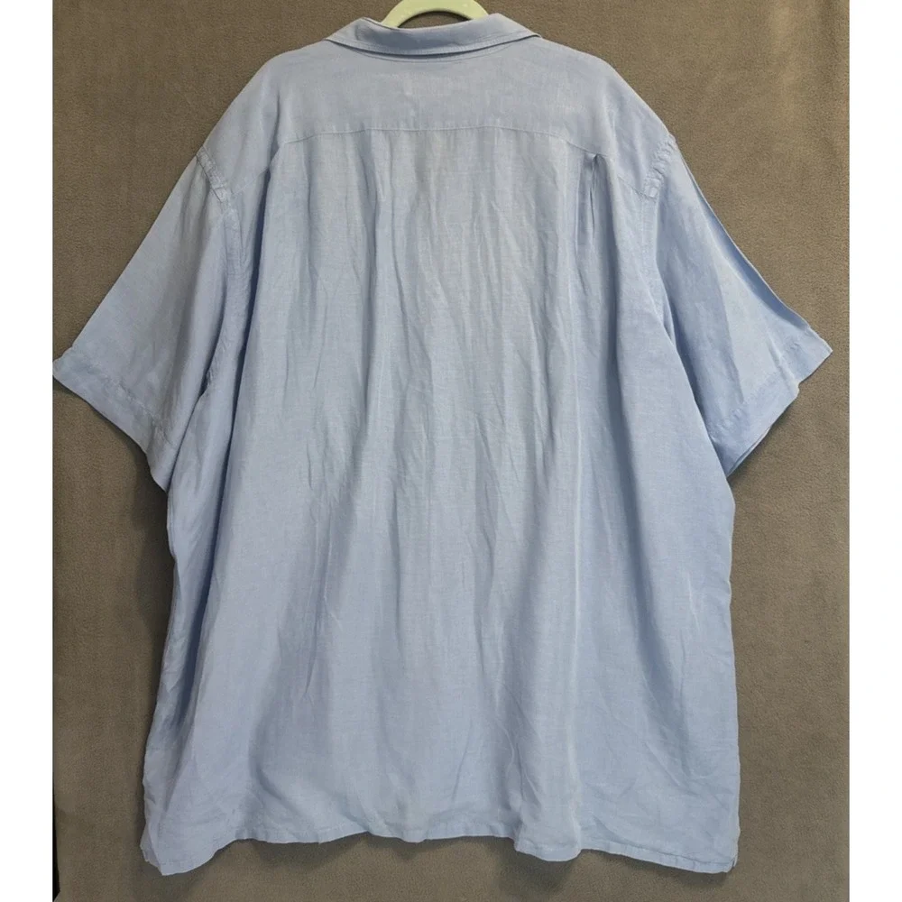 Polo Ralph Lauren Linen Silk Camp Shirt Loop Collar Big & Tall 3XLT Blue *read